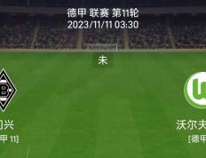 168体育-11月10号德国甲级联赛-门兴对阵沃尔夫斯堡