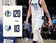 168体育-NBA战况-独行侠120-113击灰熊 东契奇34+8+6 小贾伦39分